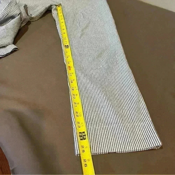 brandy melville high Rise gray Tan white striped tilden elasticize pants - Picture 8 of 9